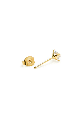 Gold Titanium Moissanite Prong-Set Jewelled Stud Earrings