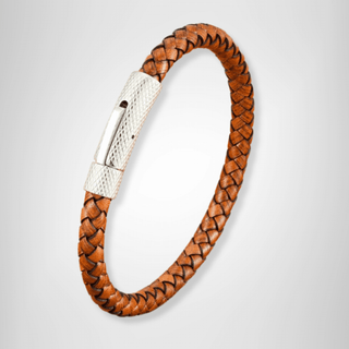 Tan Leather Hammered Clasp Bracelet