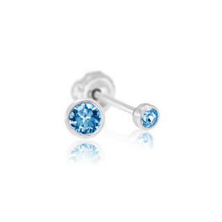 Titanium 3mm Blue CZ Bezel Piercing Earrings