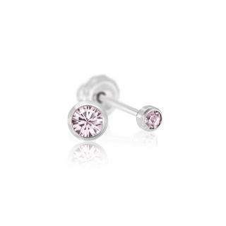 Titanium 3mm Light Amethyst Bezel Piercing Earring