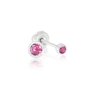 Titanium 3mm Rose Bezel Piercing Earrings
