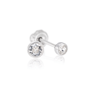 Titanium 4mm CZ Bezel Piercing Earrings