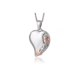 cloau silver heart shaped necklace with tree of life motif on a white background