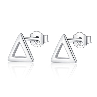 Silver Open Triangle Stud Earrings