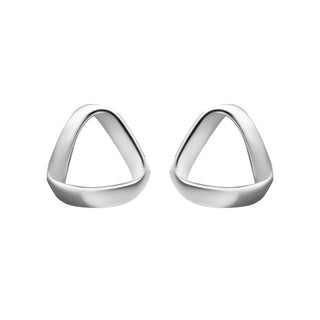 Silver Twisted Triangle Stud Earrings