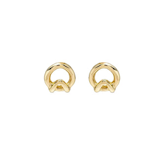 Uno de 50 Game of 3 gold circle stud earrings, three stacked folded discs