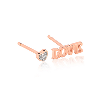 Lucinda King Love & Heart Stud Earrings
