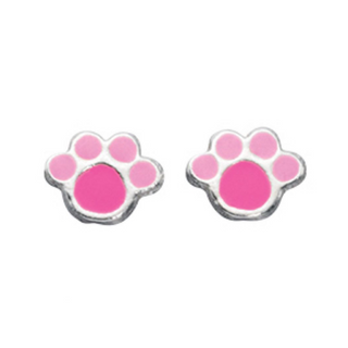 Pink Paw Print Children's Earrings
