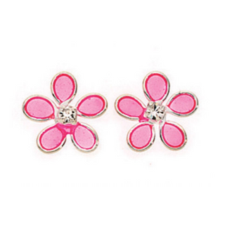 Pink Flower Children's Earrings