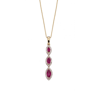 9ct Yellow Gold Ruby Marquise Pendant