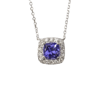 9ct White Gold Diamond & Tanzanite Pendant