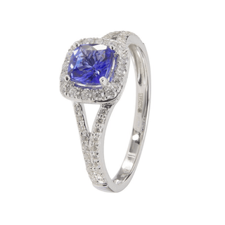 9ct White Gold Diamond & Tanzanite Ring