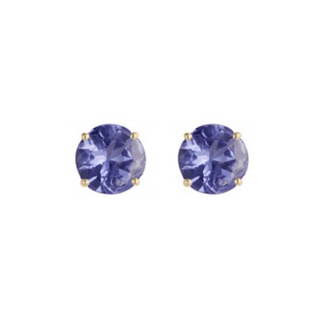 9ct Yellow Gold 5mm Round Tanzanite Stud Earrings