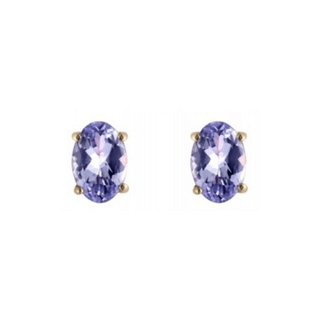 9ct Yellow Gold Oval Tanzanite Stud Earrings