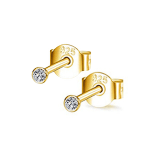 Gold Plated Bezel Set CZ Studs