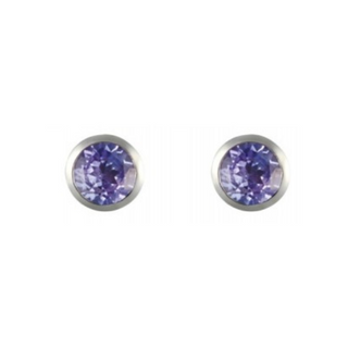 9ct White Gold 5mm Rubover Tanzanite Stud Earrings