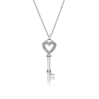 9ct White Gold Diamond Key Pendant