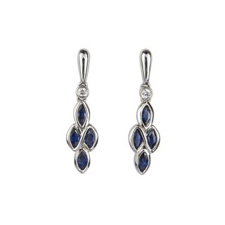 18ct White Gold Sapphire & Diamond Eternal Drop Earrings