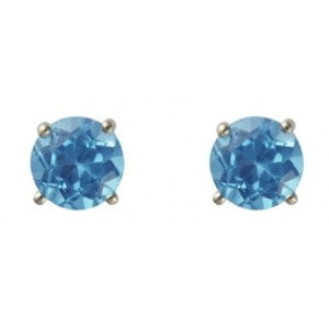 9ct White Gold Blue Topaz Stud Earrings