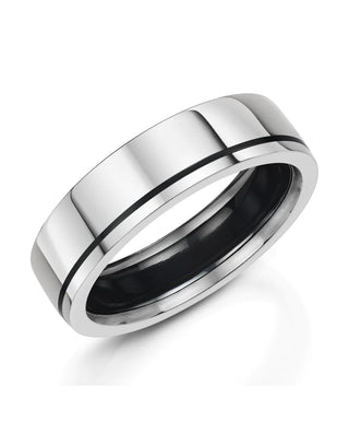 Zedd Silver & Black Zirconium 6mm Ring