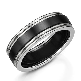 Zedd 7mm Zirconium & Silver Patterned Ring