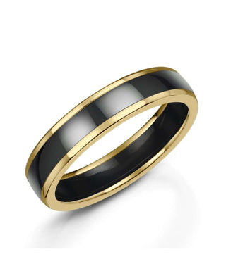 Zedd Zirconium & 9ct Yellow Gold 5mm Band Detail Ring