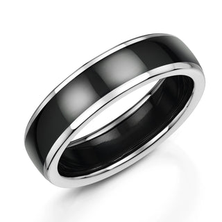 Zedd Zirconium & Silver 5mm Duo Line Detail Ring