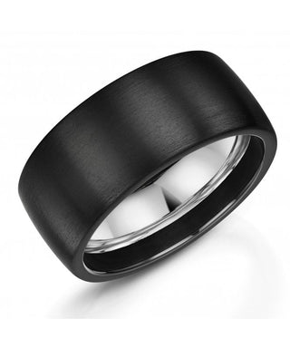 Zedd Zirconium 10mm Satin Finished Ring | Black Wide Ring
