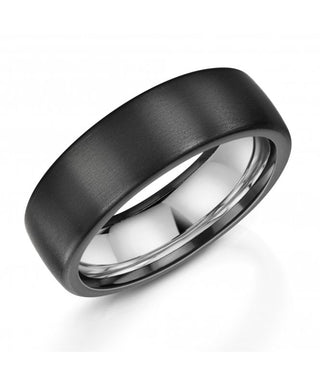 Zedd Zirconium 7mm Satin Finished Ring | Black Rings For Him