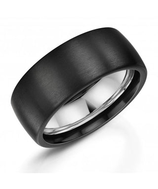 Zedd Zirconium 9mm Satin Finished Ring | Black Wedding Rings