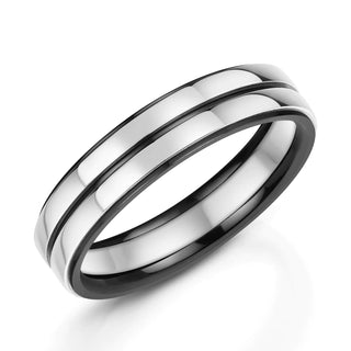 Zedd 5.5mm Zirconium & Silver Striped Ring