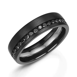 Zedd Zirconium & Platinum 6mm Black Diamond Ring | Black Diamond Jewellery