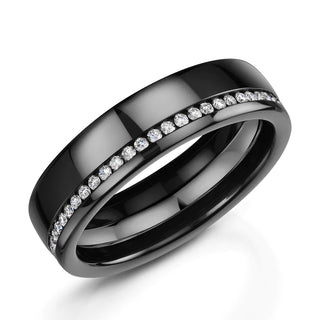 Zedd Zirconium & Platinum 6mm Black Diamond Ring | Black Diamond Jewellery