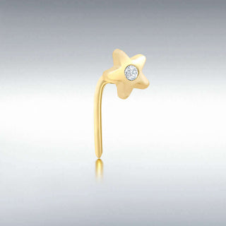 9ct Yellow Gold CZ Star Nose Stud