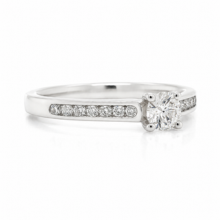 18ct White Gold 0.30ct Round Brilliant Diamond Solitaire Ring with Diamond Shoulders