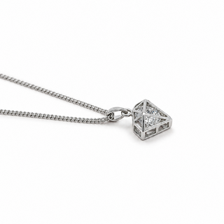 Silver Diamond Shaped Cage CZ Pendant