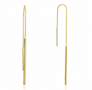9ct Yellow Gold Bar & Chain Threader Earrings