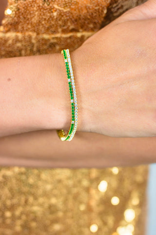 Georgini Gold Plated Silver Milestone Emerald Nano 2mm Tennis Bracelet