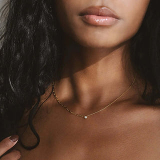 Asymmetrical CZ Chain Necklace | Gold Plated CZ Stacking Necklaces