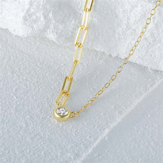 Asymmetrical CZ Chain Necklace | Gold Plated CZ Stacking Necklaces