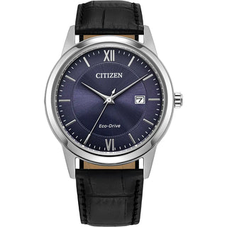 Citizen Eco-Drive Men's Leather Strap Navy Dial Watch