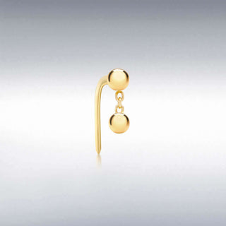 9ct Yellow Gold Elongated Double Ball Nose Stud