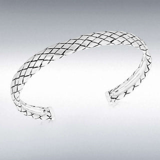 Silver Rhodium Plaited Satin Woven Bangle