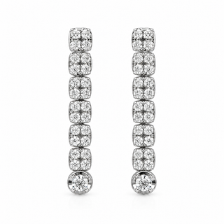 18ct White Gold 0.32ct Diamond Cluster Line Drop Earrings