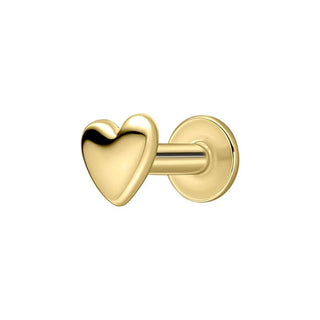 Gold Plated Silver Plain Heart Labret Cartilage Stud