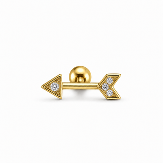 Gold Plated Silver CZ Arrow Cartilage Earring