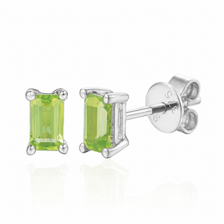 9ct White Gold 0.57ct Peridot Rectangle Stud Earrings