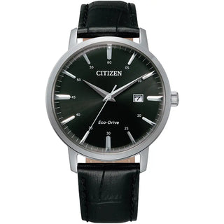 Citizen Men's Eco-Drive Black Dial Leather Watch