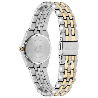 Two-tone silver and gold watch on a white background