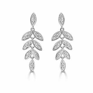 18ct White Gold Diamond Leaf Chandelier Earrings